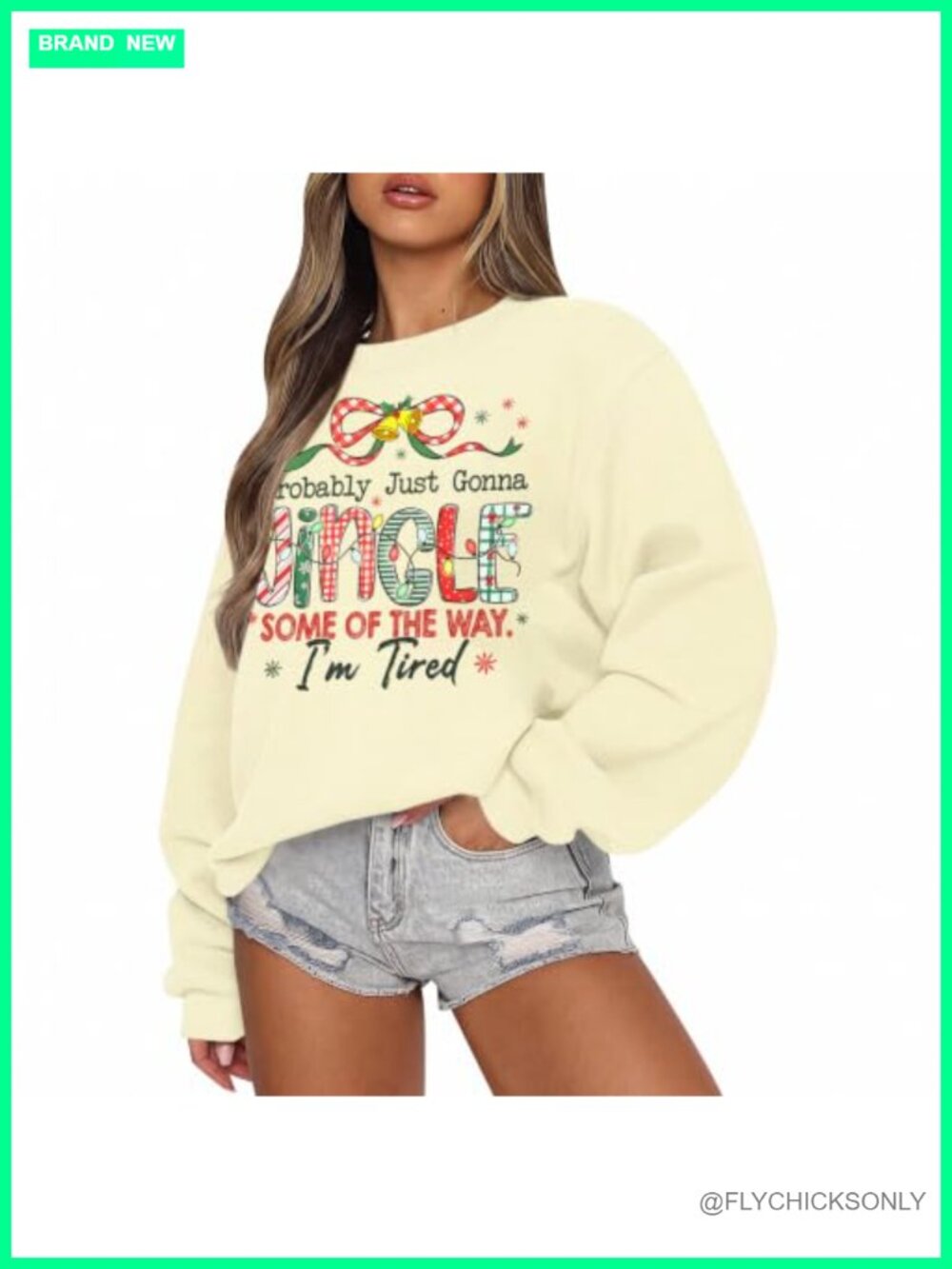 Women's Christmas Sweatshirt Crewneck Pullover Tree Cake Bow Print